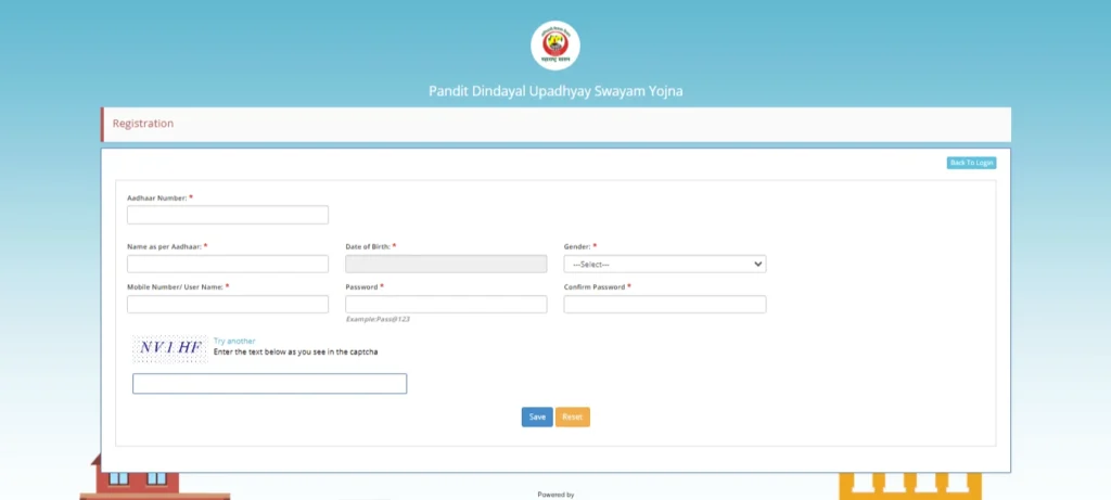 Pandit Dindayal Upadhyay Swayam Yojana Registration STEP-2