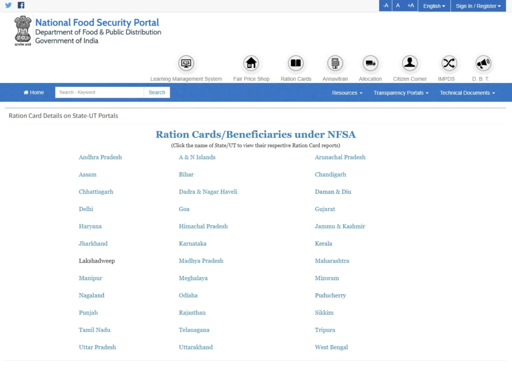 nfsa.gov.in Ration Card List STEP-2